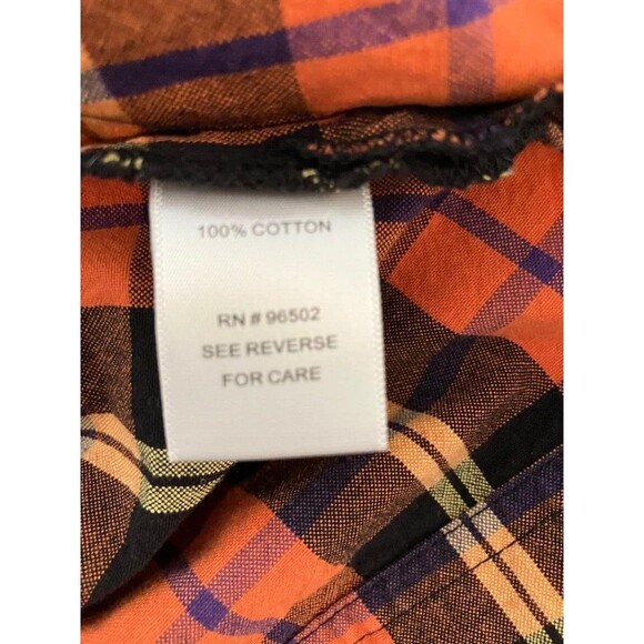 Krazy Kat XL Woman's Halloween Fall Plaid Rhinestone Spider Long Sleeve Shirt - Picture 10 of 10